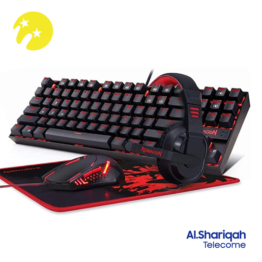 Redragon K552-BB Gaming Keyboard and Mouse, Large Mouse Pad, PC Gaming Headset with Microphone Combo 87 Key Mechanical Keyboard with Blue Switches for Windows PC Games-Keyboard Mouse Pad Head